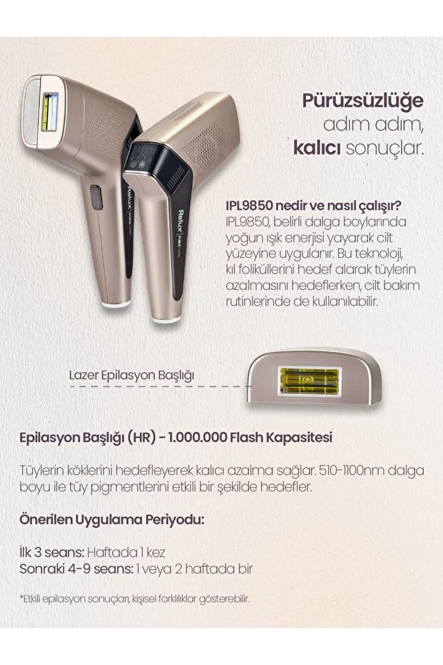 Relux IPL9850 3.000.000 Atım Buz Lazer Acısız IPL Lazer Epilasyon Cihazı
